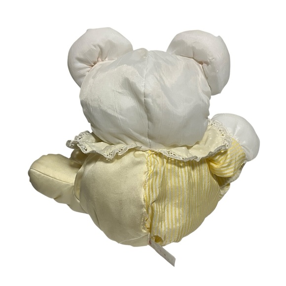 Fisher Price Vintage 80s Puffalump Nylon Baby Bear Yellow Outfit Rattle Plush - Picture 6 of 14